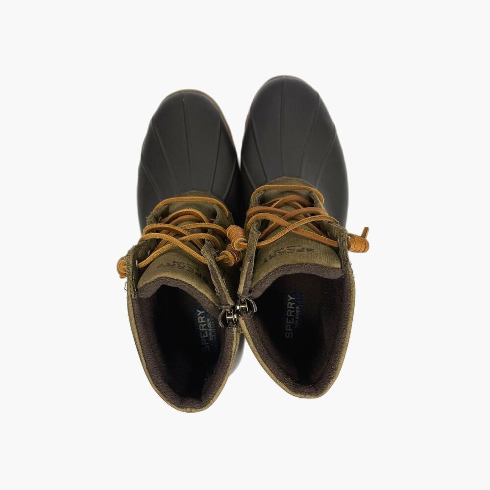 Sperry Duck Boots Womens 10 Brown Black Waterproof Rain Lace Up Ankle - Picture 6 of 8